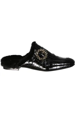 ELEVENTY Leather Fur Mules