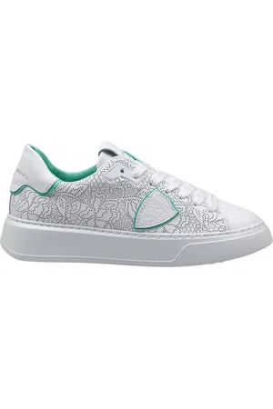 Philippe model Temple Perforated Leather Sneakers Color And Green