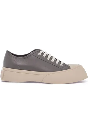 Marni Elegant Gray Calfskin Mens Sneakers