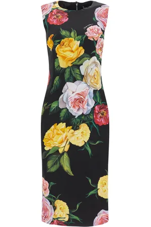 Dolce & Gabbana Floral Printed Cady Calf-length Dress