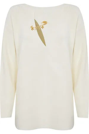 Elisabetta Franchi Viscose Sweater With Cut-out And Jewel Brooch With Charms