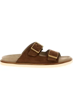 Brunello Cucinelli Urban Slides In Washed Suede