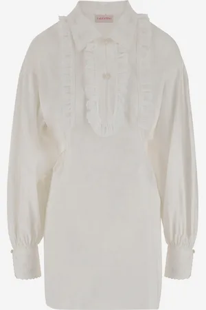 VALENTINO White Cotto Blend Shirt Dress