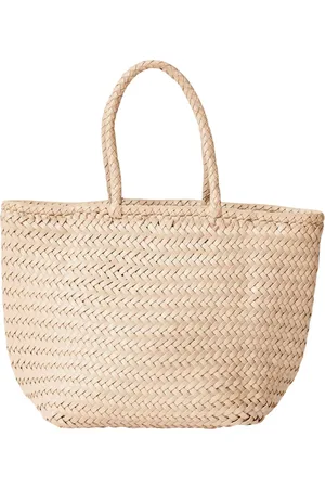 Dragon Diffusion Grace White Shoulder Bag With Two Top Handles And Interwoven Design In Leather Woman