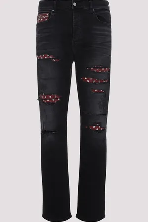 AMIRI Leather Bandana Repaired Slim Jeans