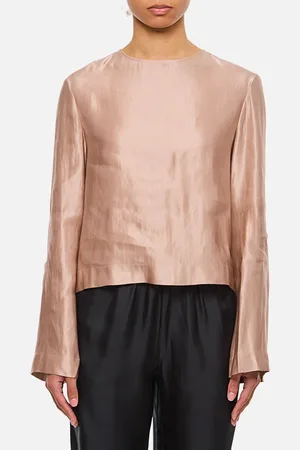 Loulou Studio Silk And Linen Round Neck Blouse