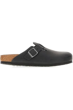Birkenstock Charcoal Leather Boston Slippers