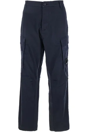 C.P. Company C. P. Company Blue Pants With Cargo Pockets And Lens Motif On The Leg In Cotton Man