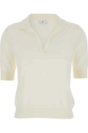 PT Torino Polo With V-neck And Short Sleeves In Virgin Wool Woman
