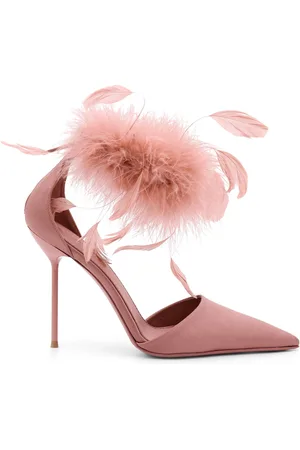 PARIS TEXAS Lidia Satin Sandals With Feather Detail