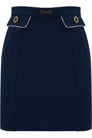 Elisabetta Franchi Crepe Skirt With Piping And Horsebit