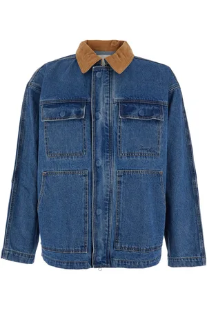 DUNST Blue Jacket With Contrast Collar And Patch Pockets On The Chest In Cotton Woman
