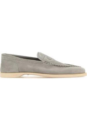 JOHN LOBB Light Grey Suede Pace Loafers