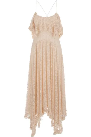 Serafini Long Dress With Crossed Straps On The Back In Lace Woman