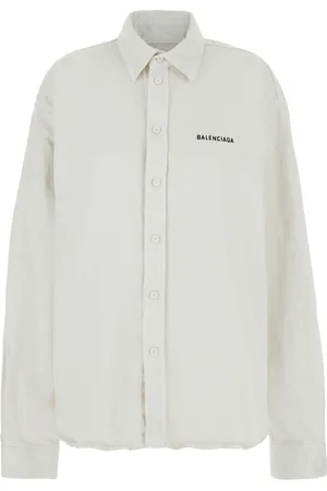 Balenciaga Shirt With Lettering Logo Embroidered On The Front In Cotton Woman