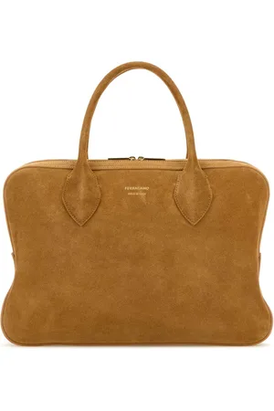 Salvatore Ferragamo Camel Suede Medium Handbag