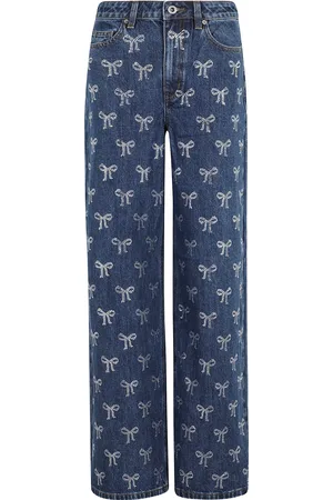 Self-Portrait Rhinestone Bow Denim Jeans