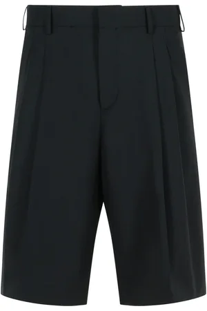 LANEUS Black Virgin Wool Bermuda Shorts