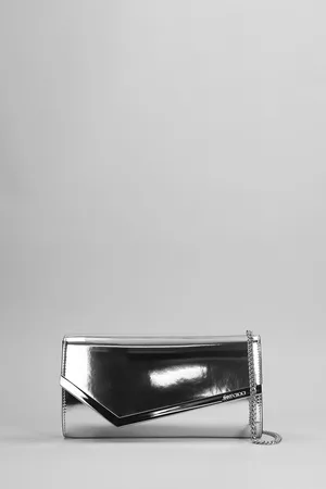Jimmy Choo Emmie Clutch In Silver Leather