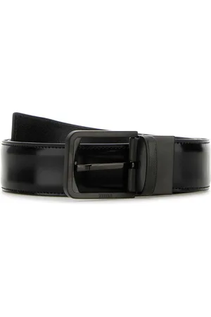Ermenegildo Zegna Black Leather Reversible Belt