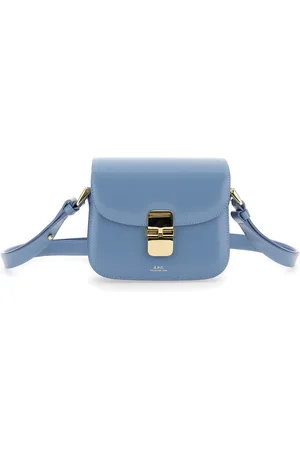 A.P.C. A. P.C. grace Small Light Blue Shoulder Bag With Flap And Adjustable Shoulder Strap In Leather Woman