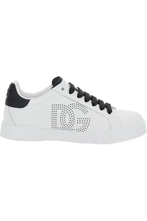 Dolce & Gabbana Portofino Light White Sneakers With Perforated Logo On The Side And Logo Patch On The Tongue In Leather Woman