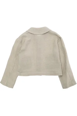 Il gufo Jacket With Peter Pan Collar And Front Button Closure In Linen Girl