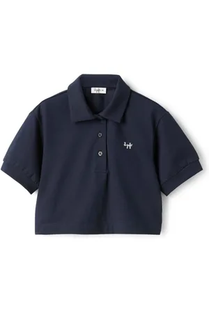 Il gufo Blue Polo With Classic Collar And Logo Embroidery On The Front In Cotton Girl