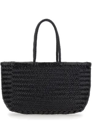 Dragon Diffusion Bamboo Triple Jump Tote Bag In Woven Leather Woman