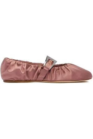 PARIS TEXAS Sveva Plisse Buckle Ballet Flats