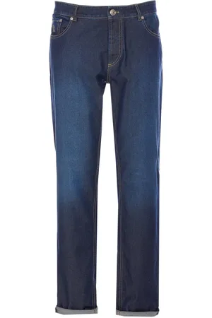 Brunello Cucinelli Logo Patch Turn-up Hem Jeans