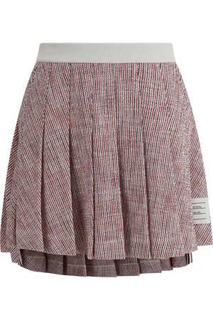 Thom Browne Tweed Pleated Desig Miniskirt