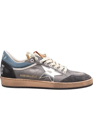 Golden Goose Ballstar Sneakers In Leather And Suede Color Grey And Anthracite