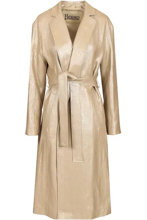 HERNO Chic Coated Linen Trench Coat