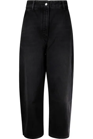 STUDIO NICHOLSON Logo Patch Cropped Wide-leg Jeans