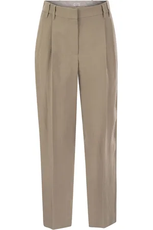 Brunello Cucinelli Slouchy Trousers In Viscose And Linen Fluid Twill With Moniline