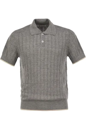 Brunello Cucinelli Linen And Cotton Knit Polo Shirt With Contrasting Detail