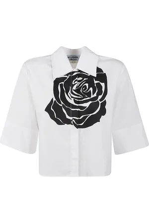 Blugirl Rose Print Cropped Shirt