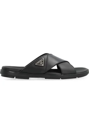 Prada Leather Slides With Logo