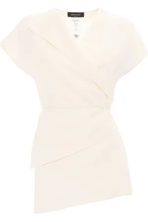 Fabiana Filippi Viscose Linen Wrap Top With Filo Diamante