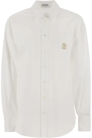 Brunello Cucinelli Cotton Oxford Shirt With Logo