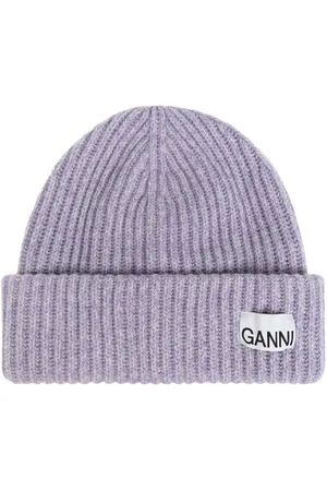 Ganni Logo Patch Knitted Beanie