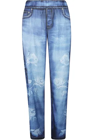 Blugirl Rose Print Elastic Waist Trousers