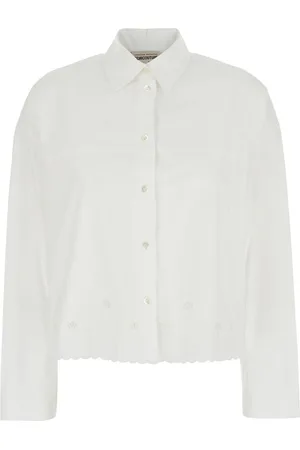 SEMICOUTURE Shirt With Lace Embroidery And Classic Collar In Cotton Woman