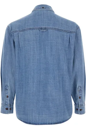 DUNST Blue Jacket With Patch Pockets On The Chest In Denim Man