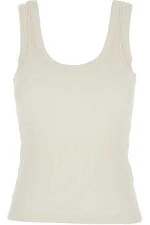 TELA Ribbed Top With U-neck In Cotton For Woman