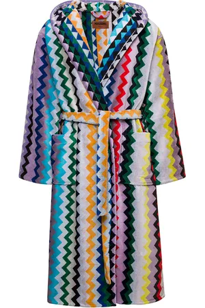 Missoni Carlie Hooded Bathrobe And Zig Zag Motif In Cotton
