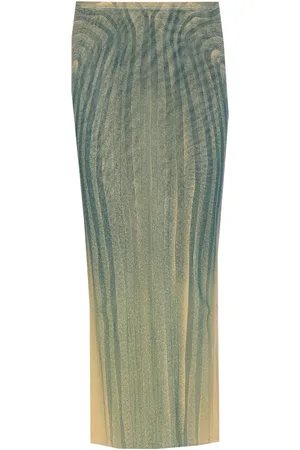 Jean Paul Gaultier Mesh Spiral Print Long Skirt