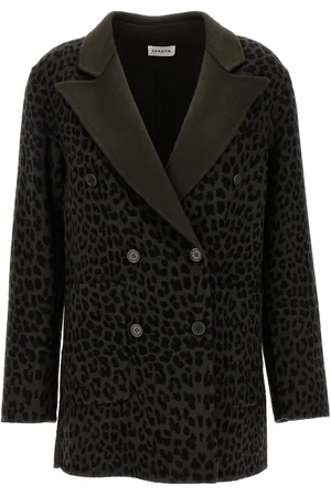 PAROSH Animal Print Double-breasted Blazer