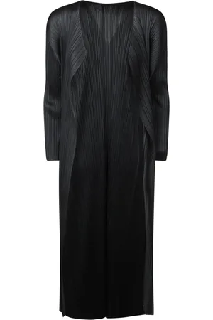 Issey Miyake Pleated Long Cardigan In